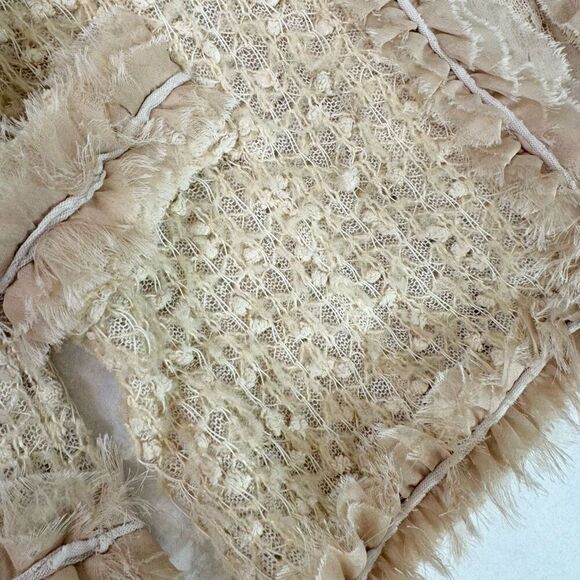 A'reve Sweater Cardigan Womens Medium Knit Lace 3/4 Sleeve Dainty Open Cream - Picture 2 of 7